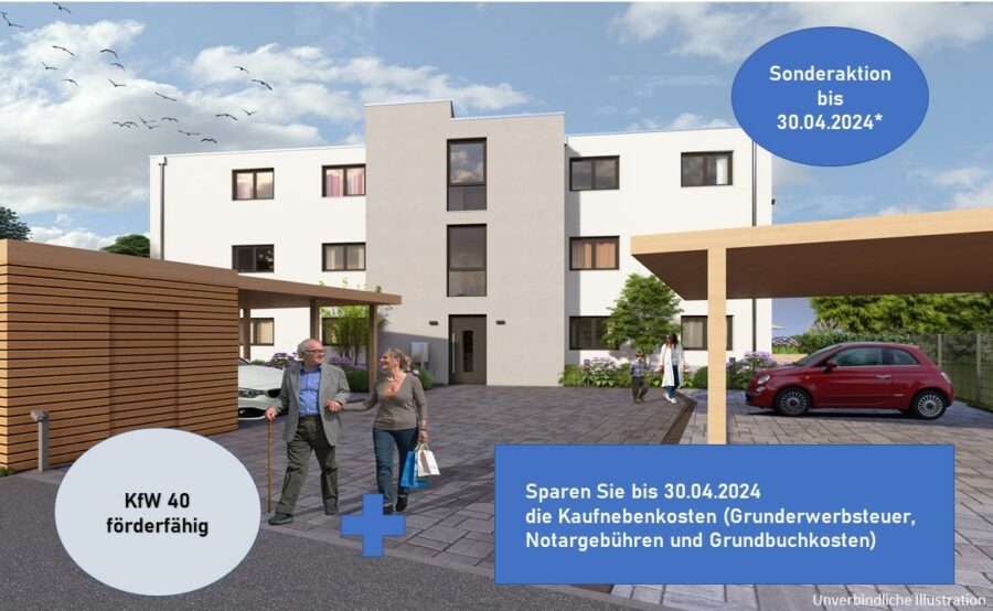 Neubauvorhaben in Freiburg-Betzenhausen: Barrierefreie 3-Zimmer-Eigentumswohnung im 1. Obergeschoss - Hauptbild