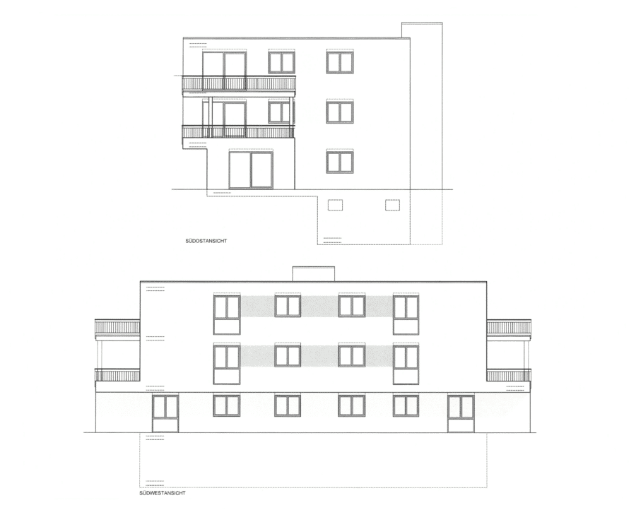 Neubauvorhaben in Freiburg-Betzenhausen: Barrierefreie 3-Zimmer-Eigentumswohnung im 1. Obergeschoss - Ansicht süd 2 Unbenannt