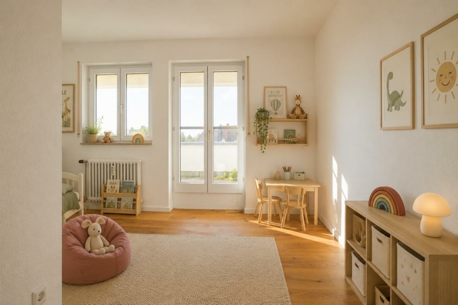 Vielseitig nutzbares Zimmer mit Balkonzugang (Visualisierung)