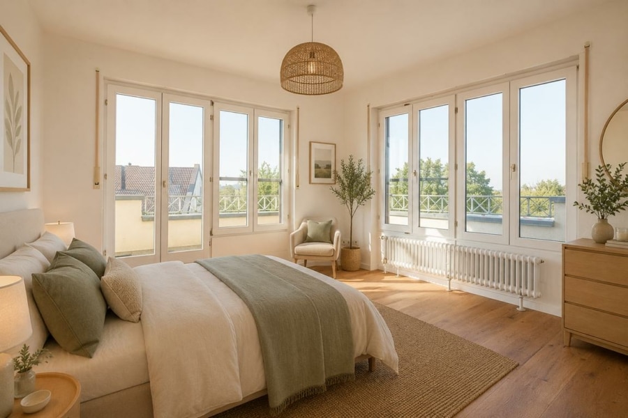 Schlafzimmer mit Balkonzugang (Visualisierung)
