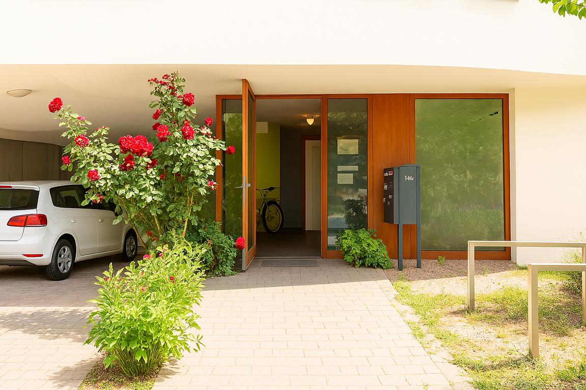 Repräsentativer Eingang für Besucher und Kunden